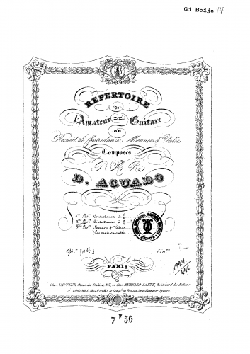 Aguado - Les Favorites (Huit Contredanses), Op. 11 - No. 1-4 (=No. 1-4)No. 7-10 (=No. 5-8)