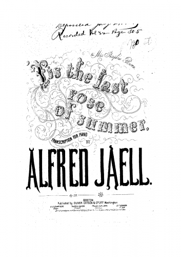 Jaëll - The last rose of summer, Op. 25 - Score