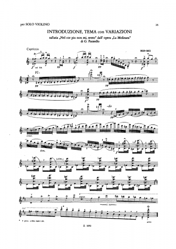 Paganini - Nel cor più non mi sento - Scores and Parts - Score