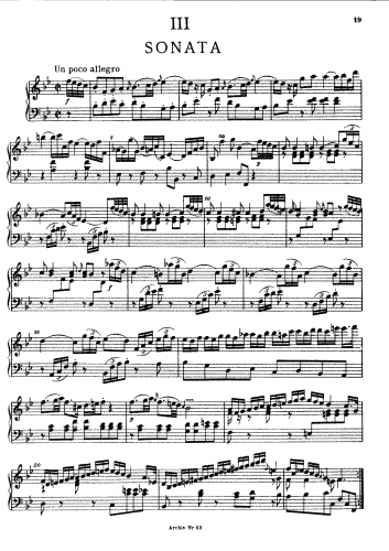 Bach - Sonata No. 3 F.9 - Score