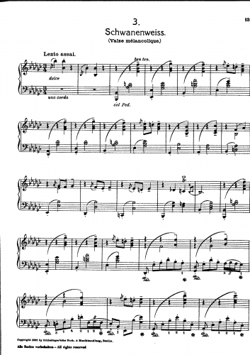 Sibelius - Swanwhite (suite), Op. 54 - Valse Mélancolique For Piano Solo (Doebber) - Score