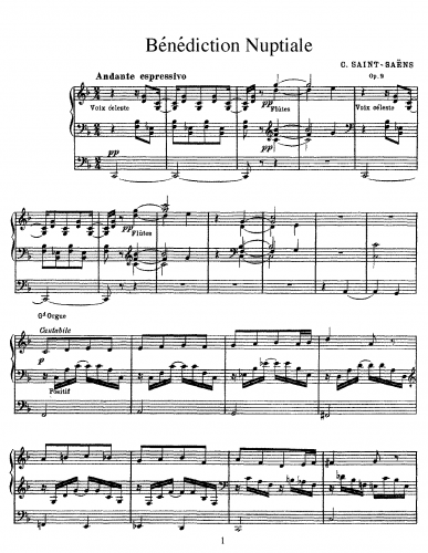 Saint-Saëns - Bénédiction Nuptiale - Organ Scores - Score