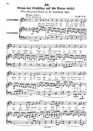 Franz - Aus Osten, 6 Gesänge, Op. 42 - No. 6 - Wenn der Frühling auf die Berge steigt(When the spring blooms on the mountains high) [Low voice]
