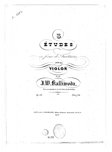 Kalliwoda - 3 Etudes for Violin - Score
