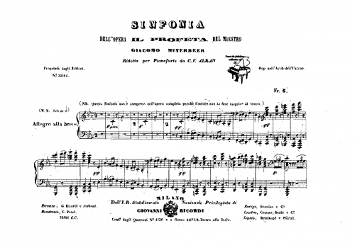 Meyerbeer - Le prophète - Sinfonia (Overture) For Piano solo (Alkan) - Complete piano score