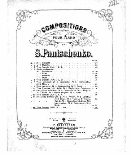 Panchenko - 3 Sonnets, Op. 43 - Score
