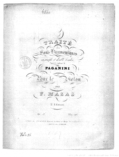 Mazas - Traité des sons harmoniques, op. 33 (2e édition) - Score
