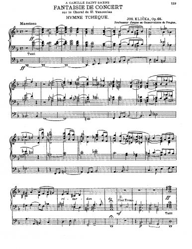 Kli?ka - Fantaisie de Concert sur le Thème de Saint Venceslas - Hymne Tchèque, Op. 65 - Score