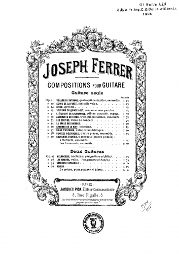 Ferrer - Charme de la Nuit, Op. 36 - Score