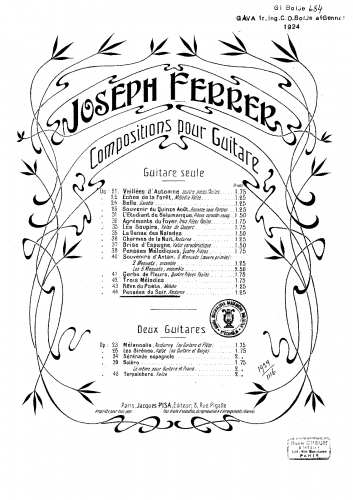 Ferrer - Pensées du Soir, Op. 44 - Score