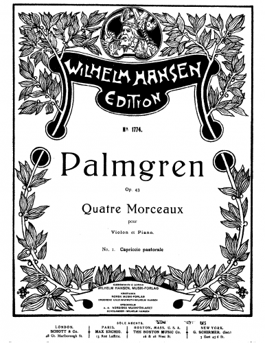 Palmgren - Quatre Morceaux - Score