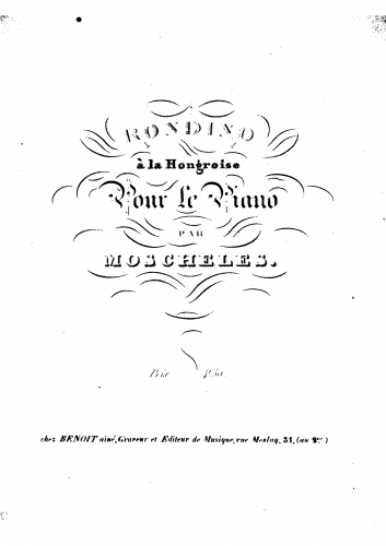 Moscheles - Rondino à la Hongroise - Score