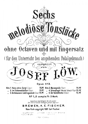 Löw - 6 Melodiöse Tonstücke - 1. Hans Ohne Sorg!
