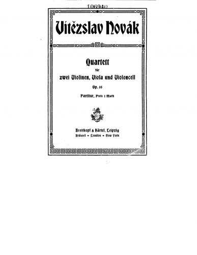 Novák - String Quartet No. 2 - Score