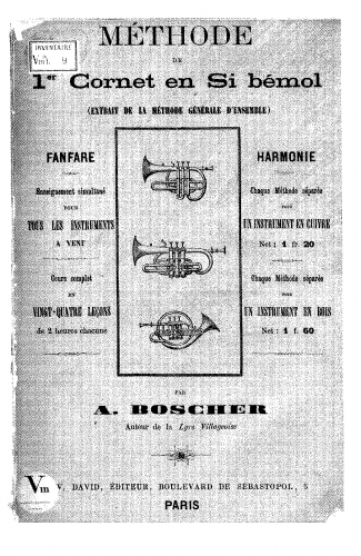 Boscher - Méthode de 1er cornet en si♭ - Score