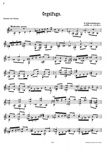 Albrechtsberger - Fugue - For Guitar solo (Mertz) - Score