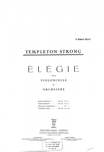 Strong - Elegy for Cello and Orchestra - Score