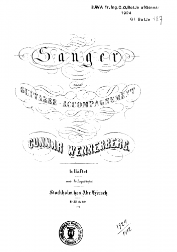 Wennerberg - Sånger med Guitarre-Accompagnement - Book I