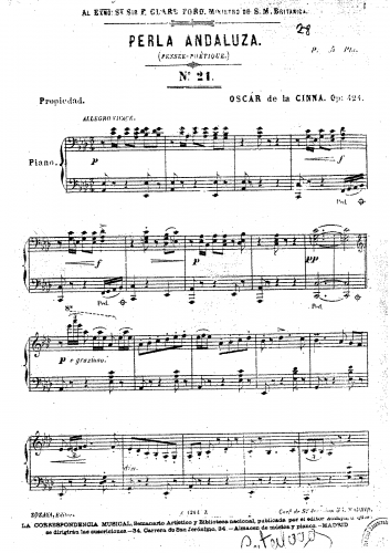 Cinna - Perla Andaluza, No. 21, op. 424 - Score