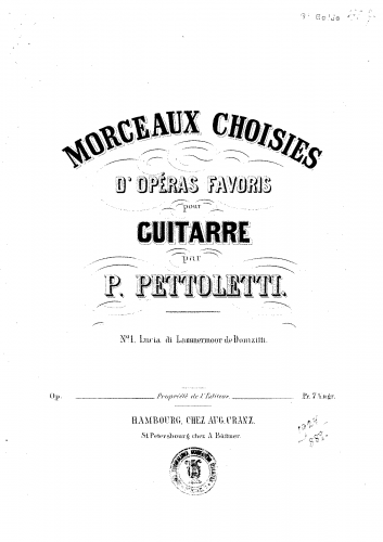 Pettoletti - Morceaux choisies dopéras - 1. Lucia do Lammermoor de Donizetti