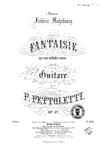 Pettoletti - Fantaisie sur une melodie russe, Op. 32 - Score