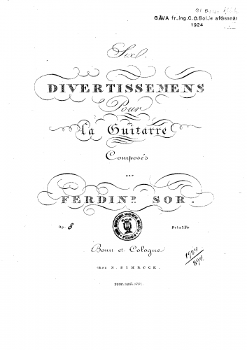 Sor - 6 Divertissements, Op. 8 - Score