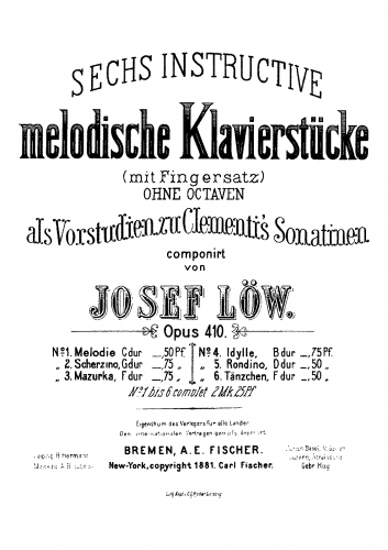 Löw - 6 Instructive melodische Klavierstücke - 1. Melodie