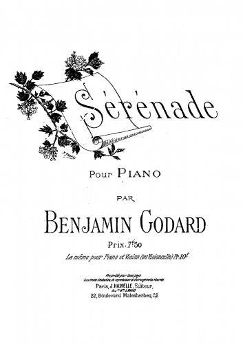 Godard - 2 Morceaux for Cello and Orchestra - For Piano solo (Composer) - 2. Sérénade (pour piano)