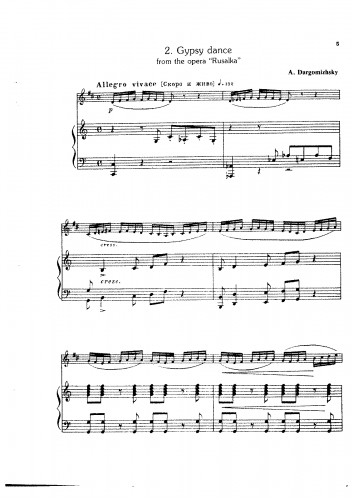 Dargomyzhsky - Rusalka - Gypsy Dance For Clarinet and Piano - Clarinet and Piano score