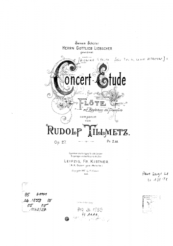 Tillmetz - Concert-Etude, Op. 27 - Flute and Piano Score