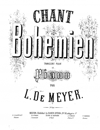 Meyer - Chant Bohémien transcrit pour le piano - Score