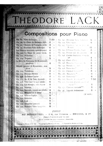 Lack - Chant d'avril, Op. 147 - Score