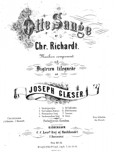 Glæser - Otte Sange af Chr. Richardt - Score