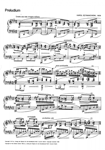 Szymanowski - Prelude and Fugue in C sharp minor - Score