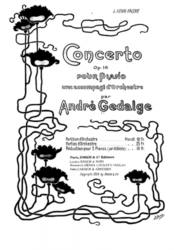 Gédalge - Piano Concerto, Op. 16 - Complete Orchestral Score