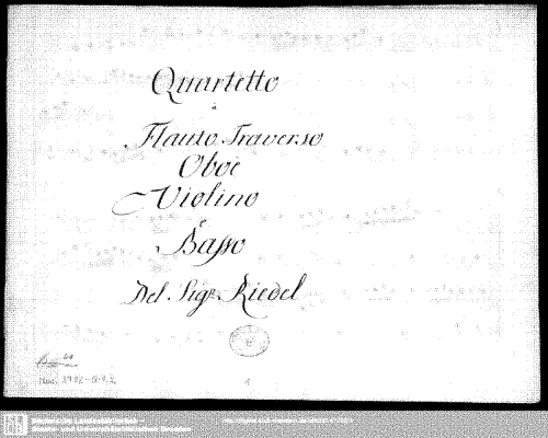 Riedel - Quartetto à Flauto Traverso, Oboè, Violino e Basso - Score