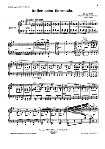 Wolf - Italian Serenade - For Piano solo (Junk) - Score