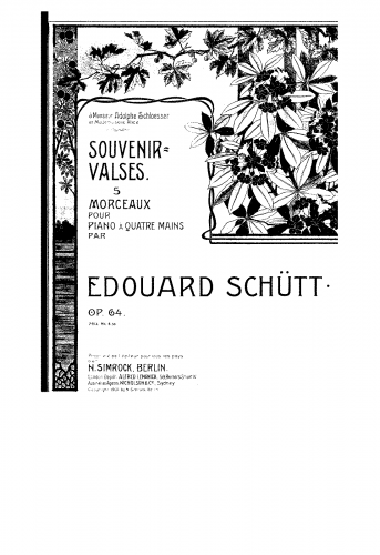 Schütt - Souvenir-Valses, Op. 64 - Score