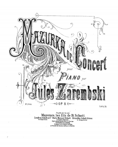 Zar?bski - Mazurka de Concert No. 1, Op. 8 - Score
