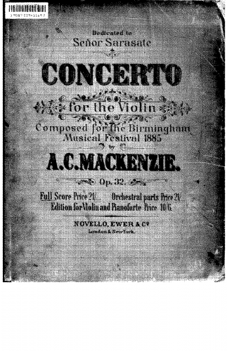 Mackenzie - Violin Concerto - Score