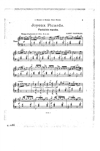Chandelier - Joyeux Picards, Fantaisie Marche - Score