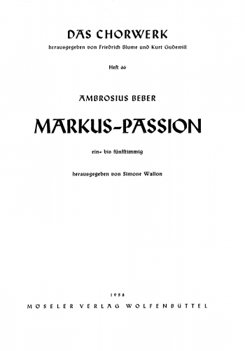 Beber - Markus-Passion - Score