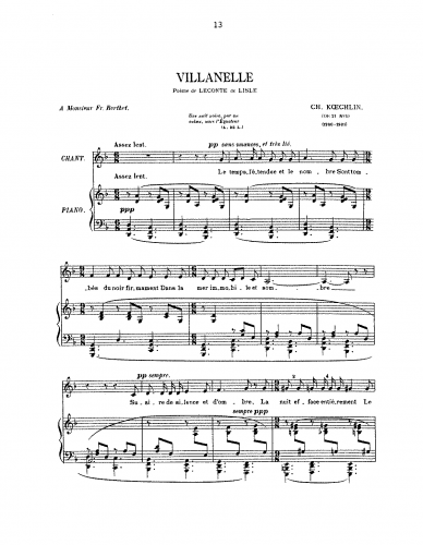 Koechlin - 2 Villanelles, Op. 21 - Score