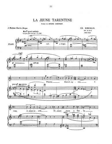 Koechlin - 2 Poèmes d'André Chénier, Op. 23 - Score