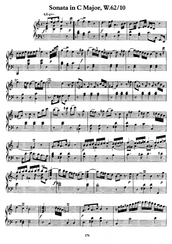 Bach - Sonata in C, Wq.62/10 - Score