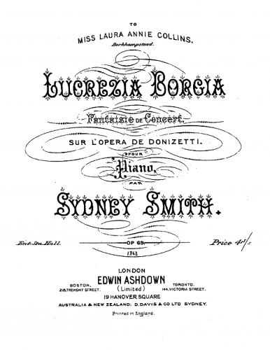 Smith - Fantaisie de Concert on 'Lucrezia Borgia', Op. 69 - Score