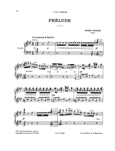Roger-Ducasse - Prélude - Score
