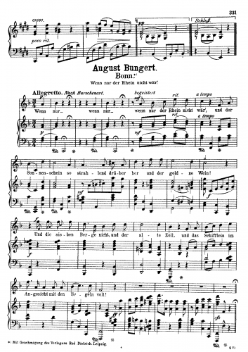 Bungert - Mein Rhein - No. 6 - Bonn. Wenn nur der Rhein nicht wär'. (Carmen Sylva)