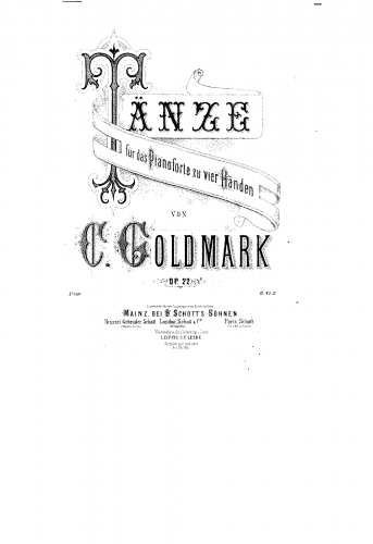 Goldmark - Hungarian Dances for Piano 4-hands, Op. 22 - Score