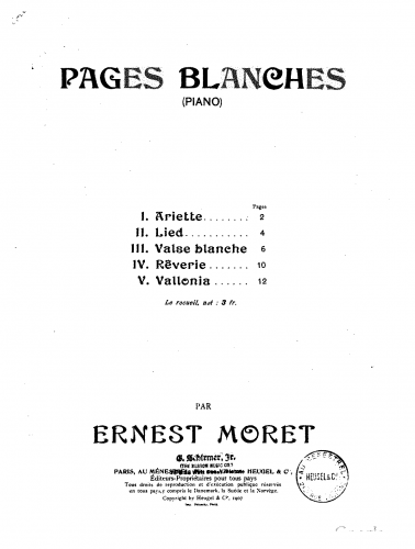 Moret - Pages blanches - Score